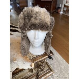 D&Y Brown Fur Trapper Hat w/Chin Buckle, Ear‎ Flaps, Hunting Cap Very Warm 4524